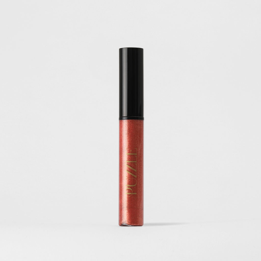 Sunstone Lip Gloss – vegan, buildable, blendable, multiuse, skin-loving formula by Puzzle Makeup
